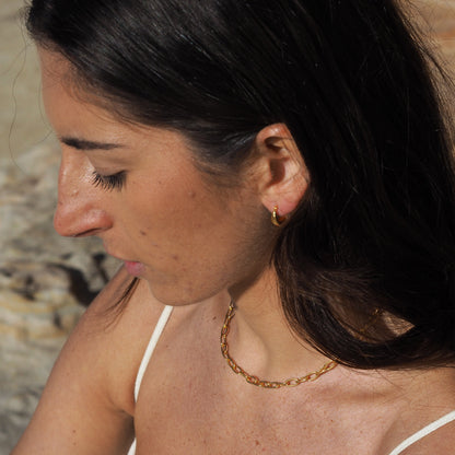 Gold Plated Sterling Silver Oval Belcher Necklace - 18 Inches