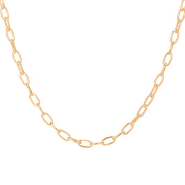 Gold Plated Sterling Silver Oval Belcher Necklace - 18 Inches