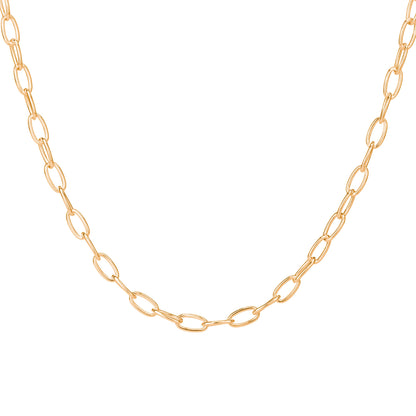 Gold Plated Sterling Silver Oval Belcher Necklace - 18 Inches