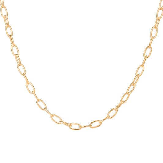 Gold Plated Sterling Silver Oval Belcher Necklace - 18 Inches