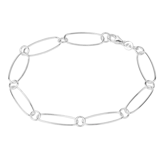 Sterling Silver Oval Figaro Bracelet - 7.5 Inches