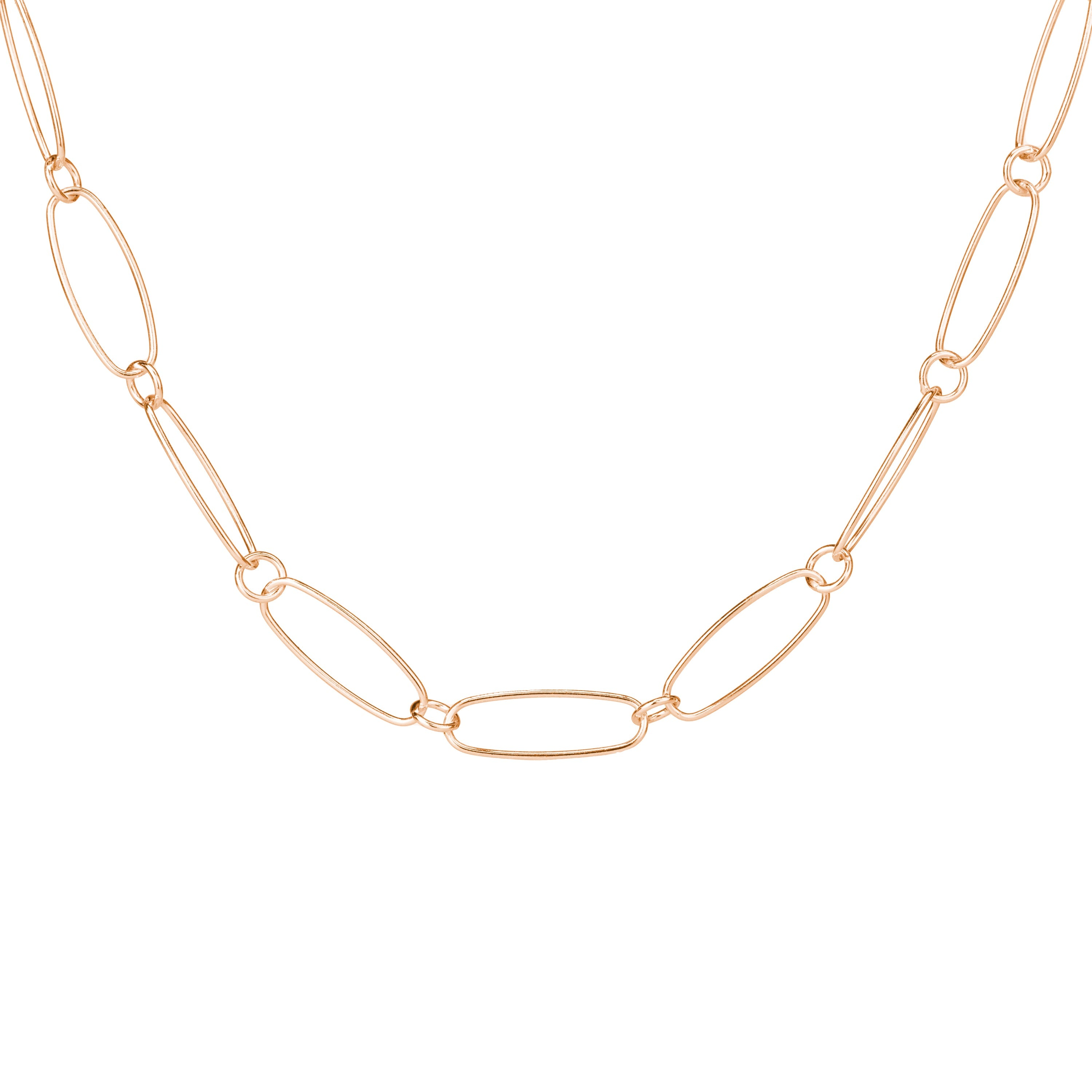 Gold Plated Sterling Silver Oval Figaro Necklace - 18 Inches