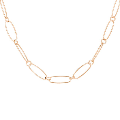 Gold Plated Sterling Silver Oval Figaro Necklace - 18 Inches