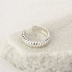 Adjustable Heavy Sterling Silver Ridged Texture Ring