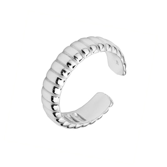 Adjustable Heavy Sterling Silver Ridged Texture Ring