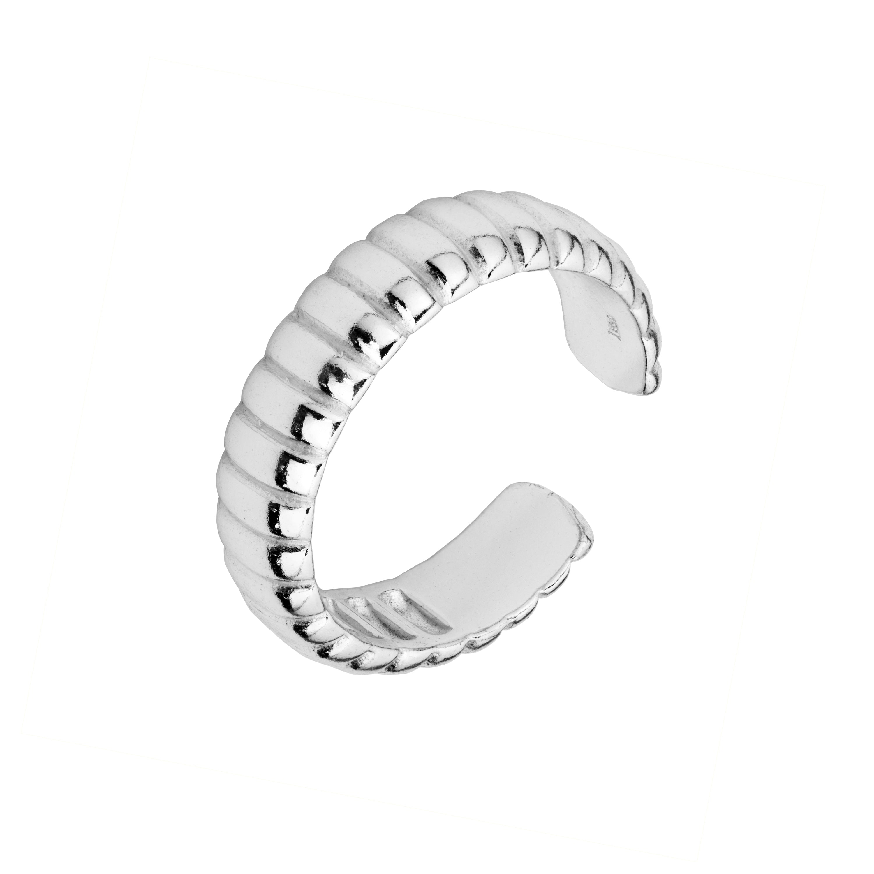 Adjustable Heavy Sterling Silver Ridged Texture Ring