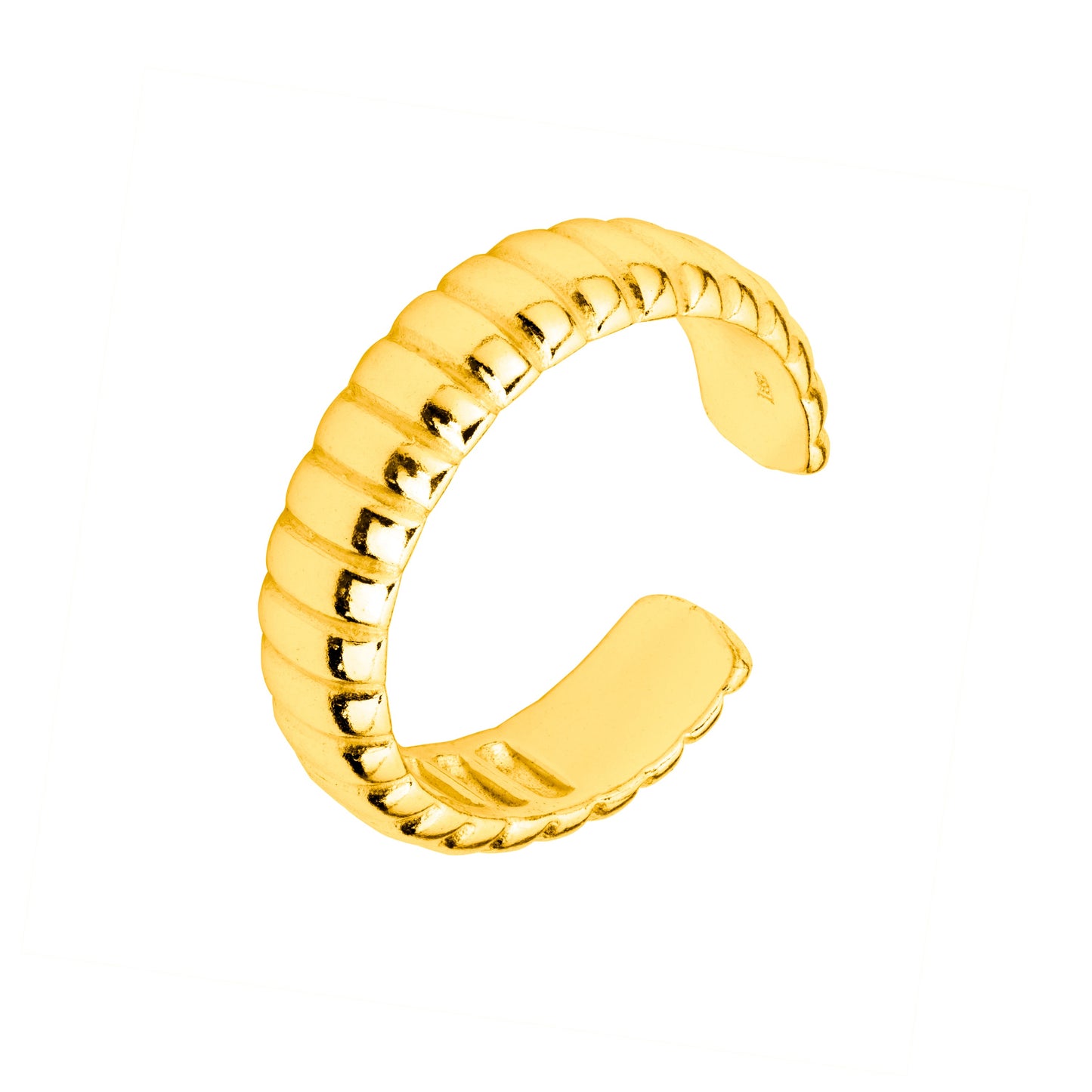 Adjustable Heavy Gold Plated Sterling Silver Ridged Texture Ring