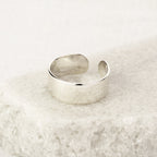 Adjustable Plain Sterling Silver Thick Flat Band Ring