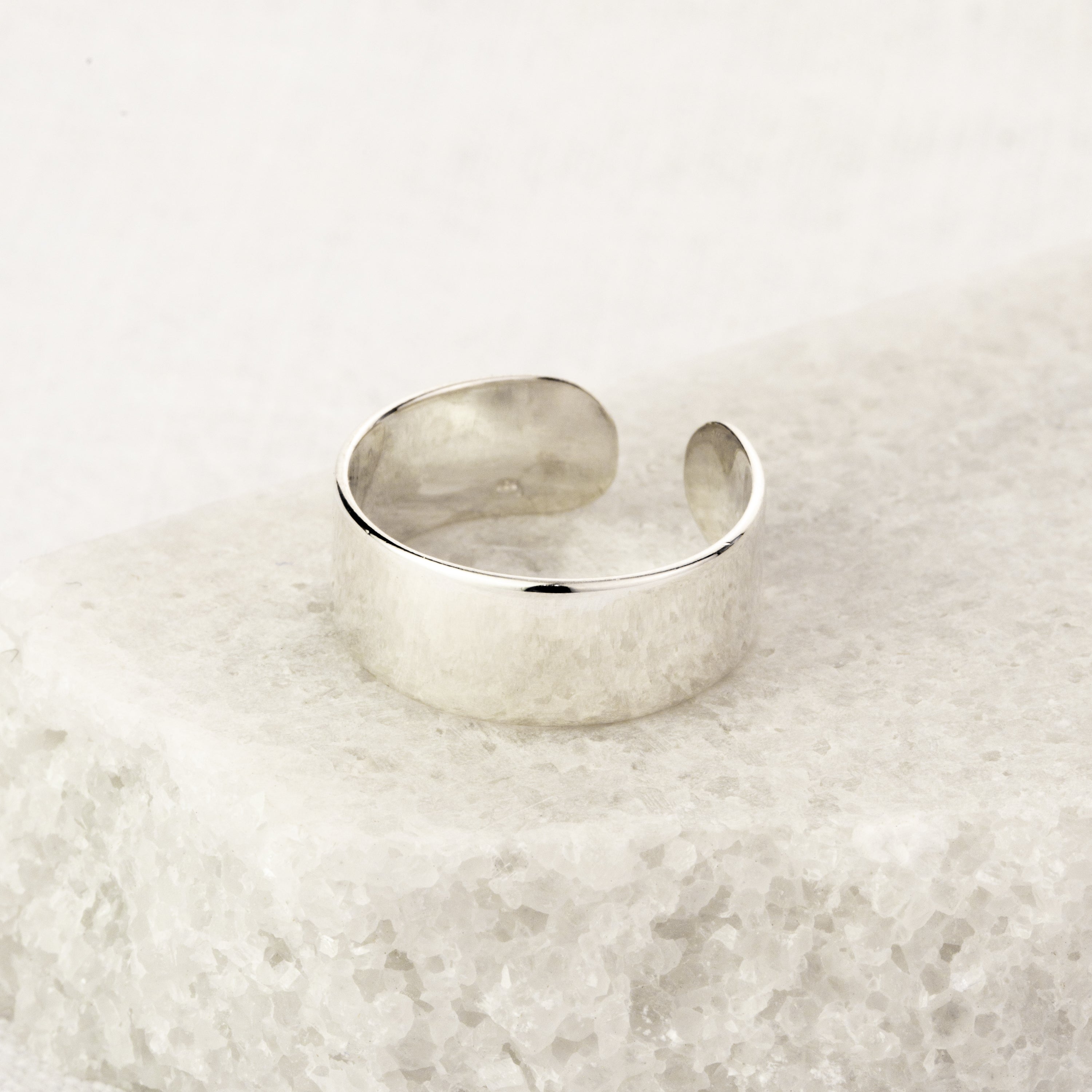 Adjustable Plain Sterling Silver Thick Flat Band Ring