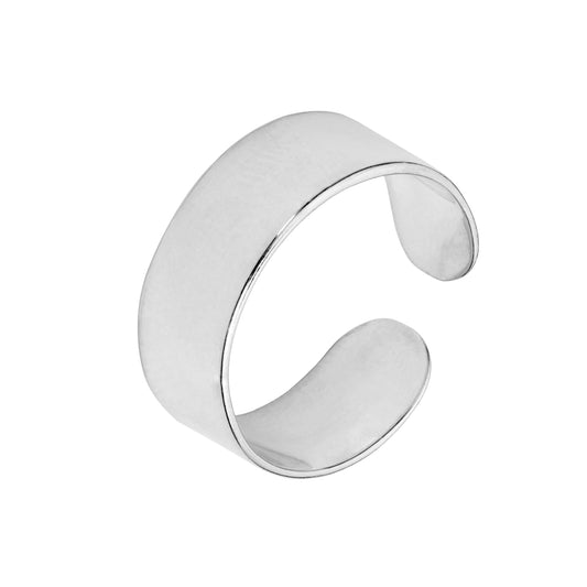 Adjustable Plain Sterling Silver Thick Flat Band Ring