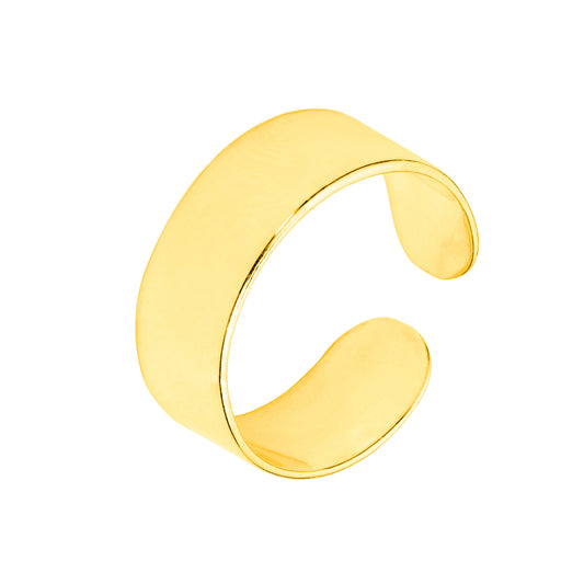 Adjustable Plain Gold Plated Sterling Silver Thick Flat Band Ring