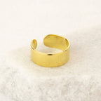Adjustable Plain Gold Plated Sterling Silver Thick Flat Band Ring