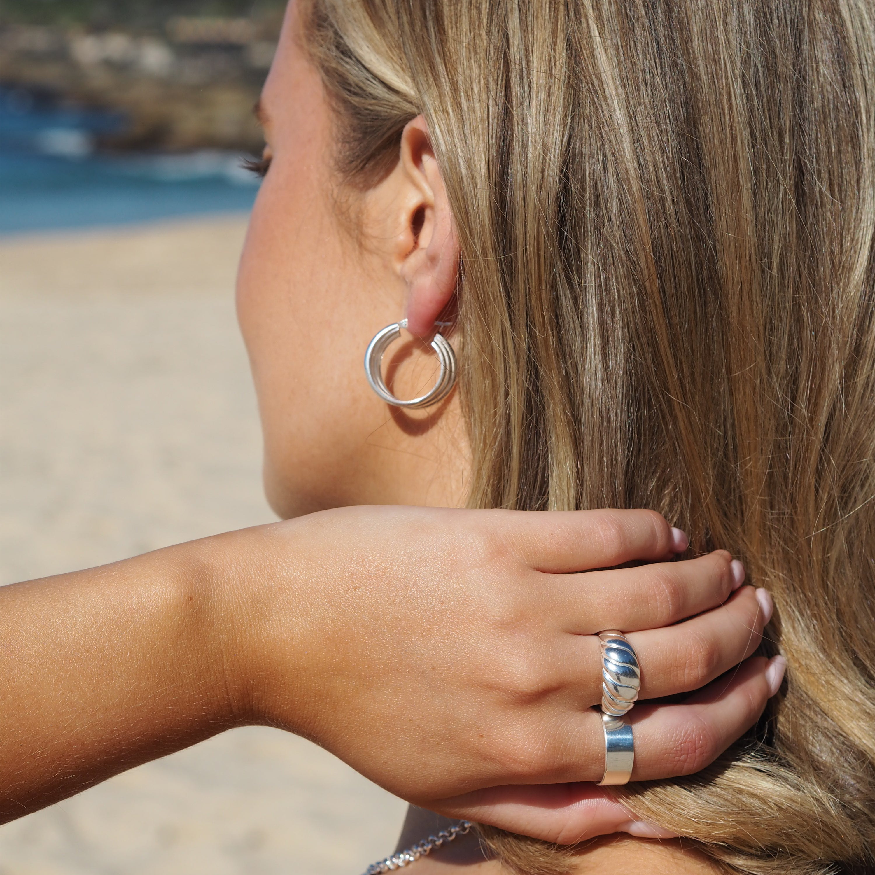 Adjustable Heavy Sterling Silver Chunky Twist Rope Ring
