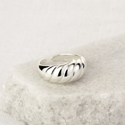 Adjustable Heavy Sterling Silver Chunky Twist Rope Ring
