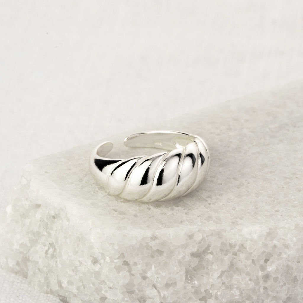 Adjustable Heavy Sterling Silver Chunky Twist Rope Ring