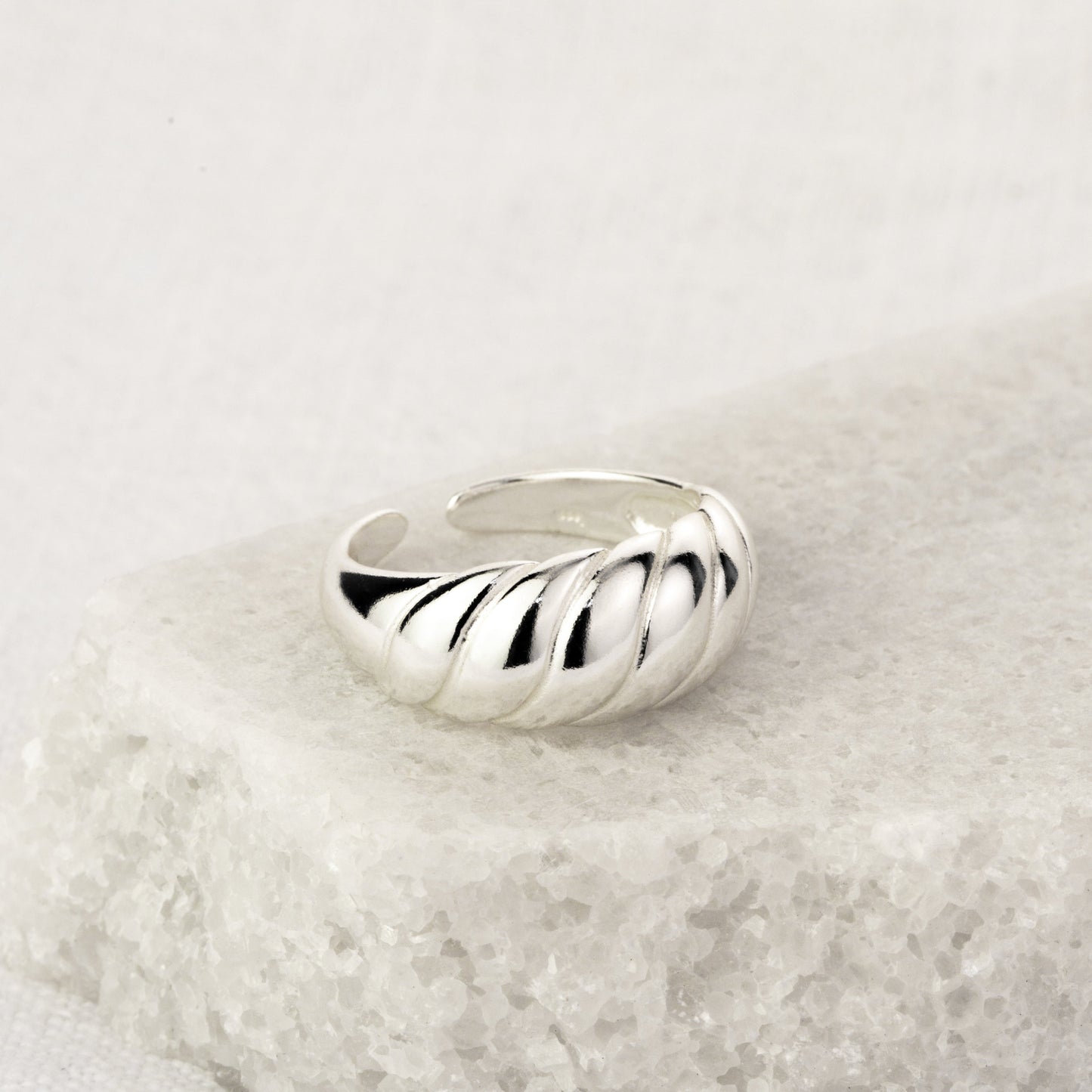 Adjustable Heavy Sterling Silver Chunky Twist Rope Ring