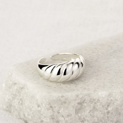 Adjustable Heavy Sterling Silver Chunky Twist Rope Ring