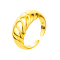 Adjustable Heavy Gold Plated Sterling Silver Chunky Twist Rope Ring