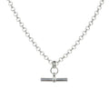 Sterling Silver T-Bar Rolo Chain Necklace 18 Inches