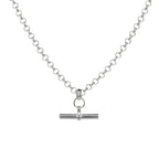 Sterling Silver T-Bar Rolo Chain Necklace 18 Inches