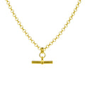 Gold Plated Sterling Silver T-Bar Rolo Chain Necklace 18 Inches