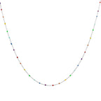 Fine Sterling Silver & Rainbow Enamel Confetti Chain Necklace - 16 Inches