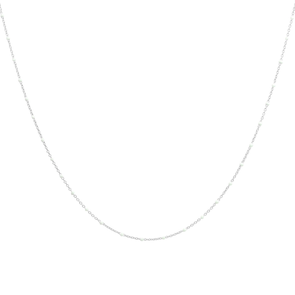 Fine Sterling Silver & White Enamel Confetti Chain Necklace - 16 Inches