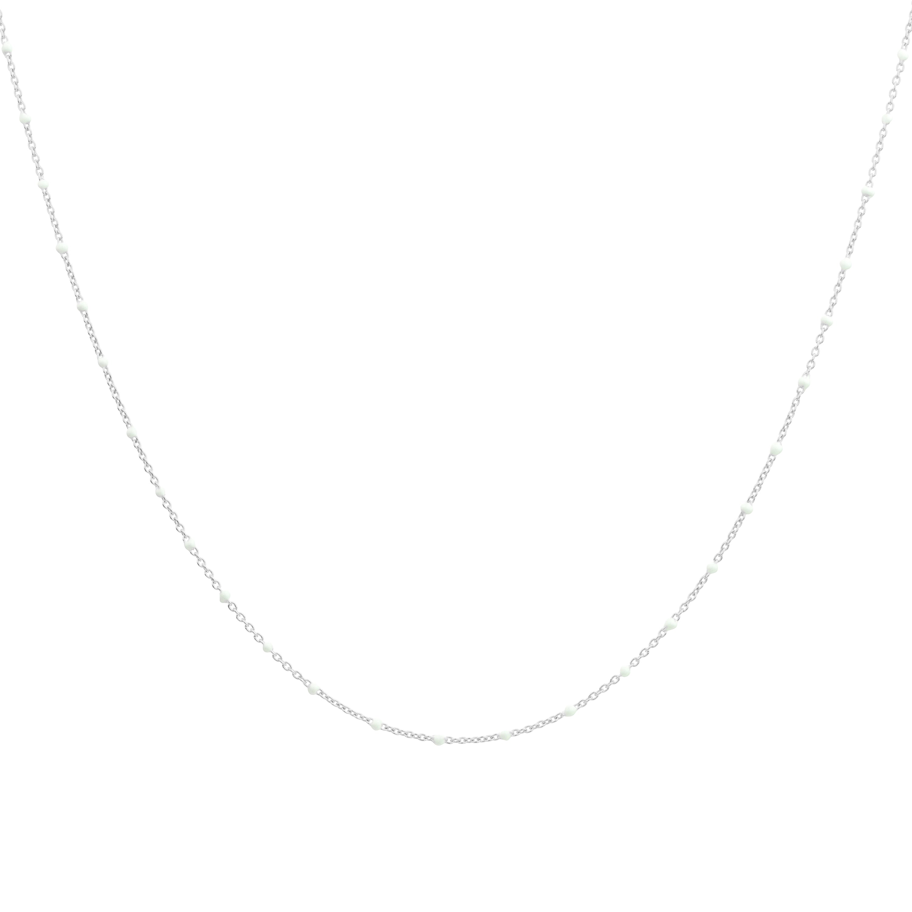 Fine Sterling Silver & White Enamel Confetti Chain Necklace - 16 Inches