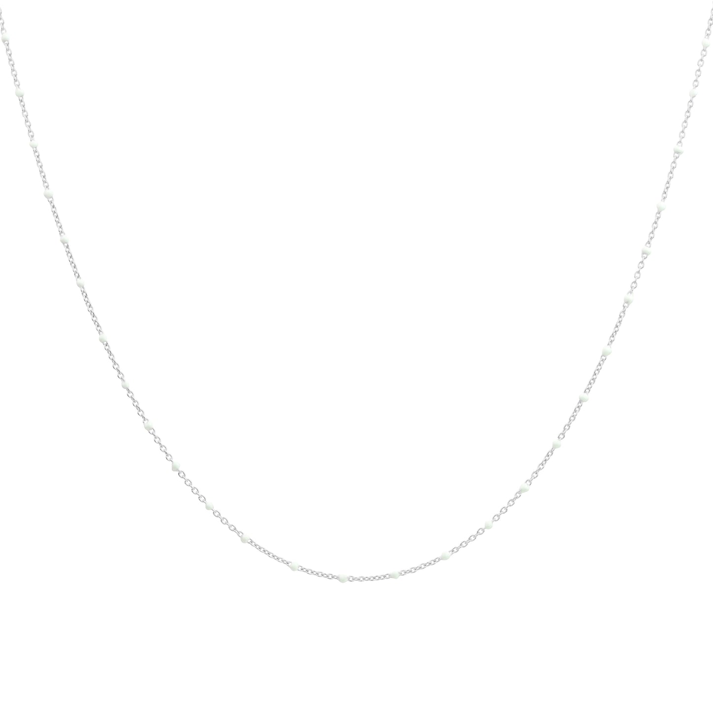 Fine Sterling Silver & White Enamel Confetti Chain Necklace - 16 Inches