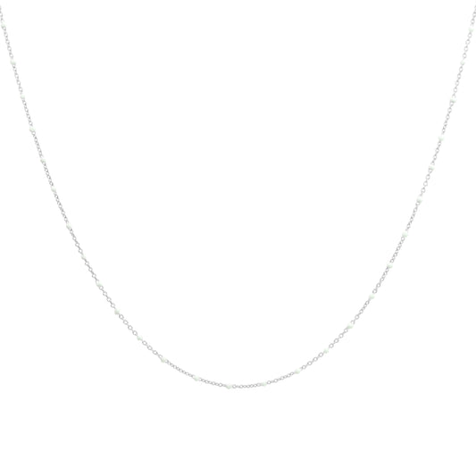 Fine Sterling Silver & White Enamel Confetti Chain Necklace - 16 Inches