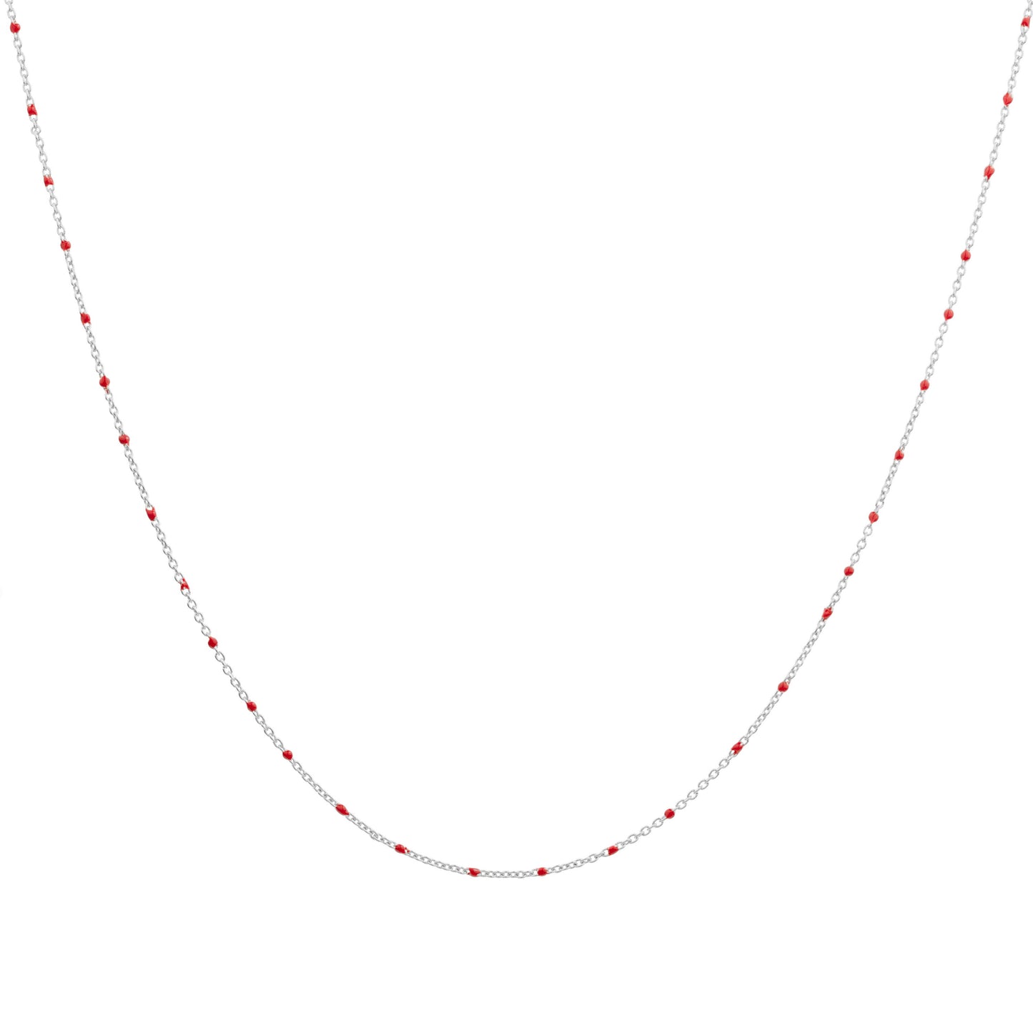 Fine Sterling Silver & Red Enamel Confetti Chain Necklace - 16 Inches