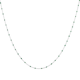 Fine Sterling Silver & Green Enamel Confetti Chain Necklace - 16 Inches