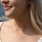 Fine Sterling Silver & Blue Enamel Confetti Chain Necklace - 16 Inches