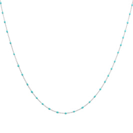 Fine Sterling Silver & Blue Enamel Confetti Chain Necklace - 16 Inches