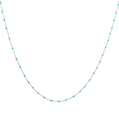 Fine Sterling Silver & Blue Enamel Confetti Chain Necklace - 16 Inches
