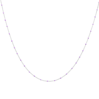 Fine Sterling Silver & Purple Enamel Confetti Chain Necklace - 16 Inches