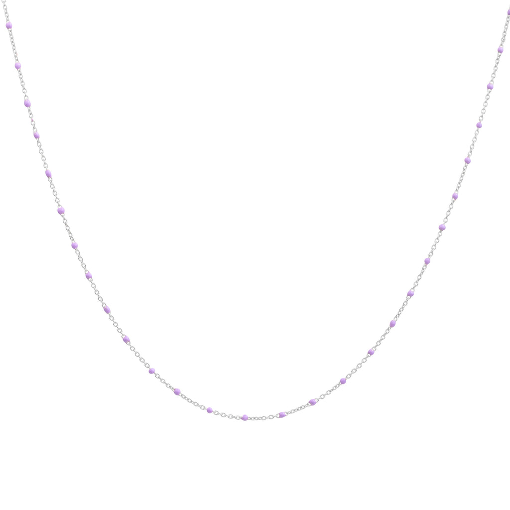 Fine Sterling Silver & Purple Enamel Confetti Chain Necklace - 16 Inches