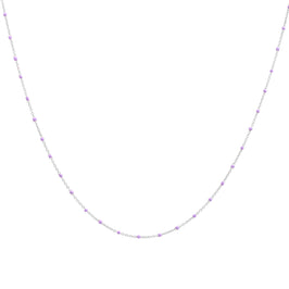 Fine Sterling Silver & Purple Enamel Confetti Chain Necklace - 16 Inches