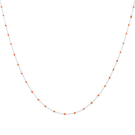 Fine Sterling Silver & Orange Enamel Confetti Chain Necklace - 16 Inches