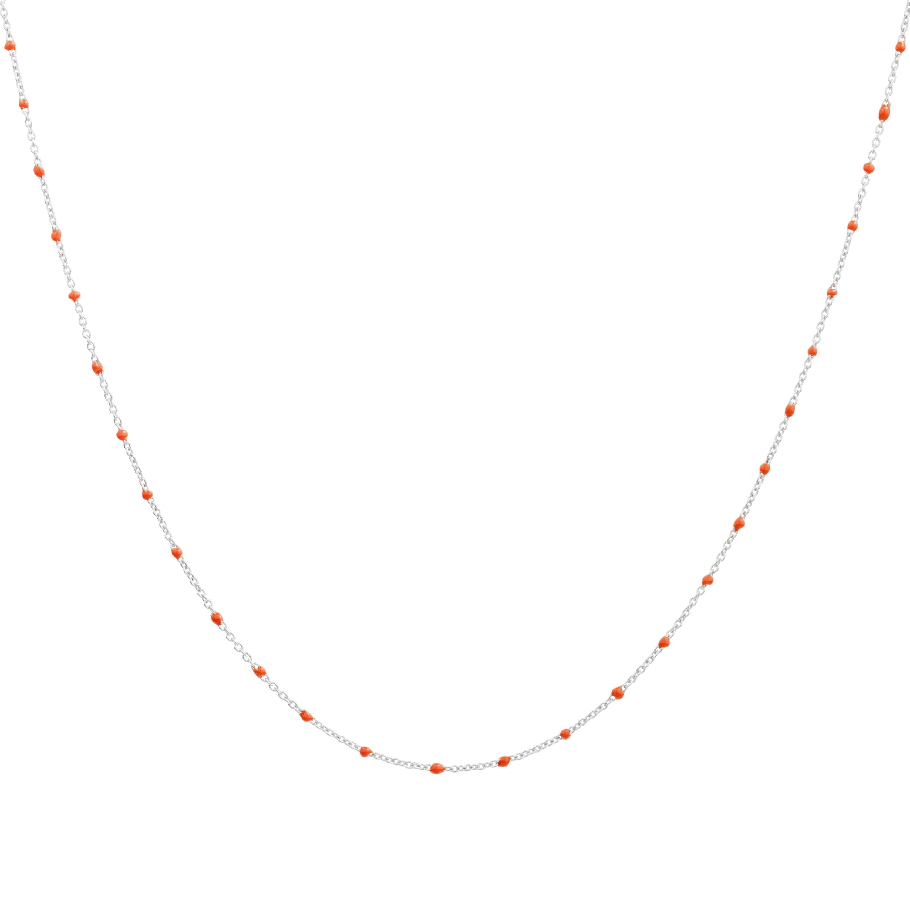 Fine Sterling Silver & Orange Enamel Confetti Chain Necklace - 16 Inches