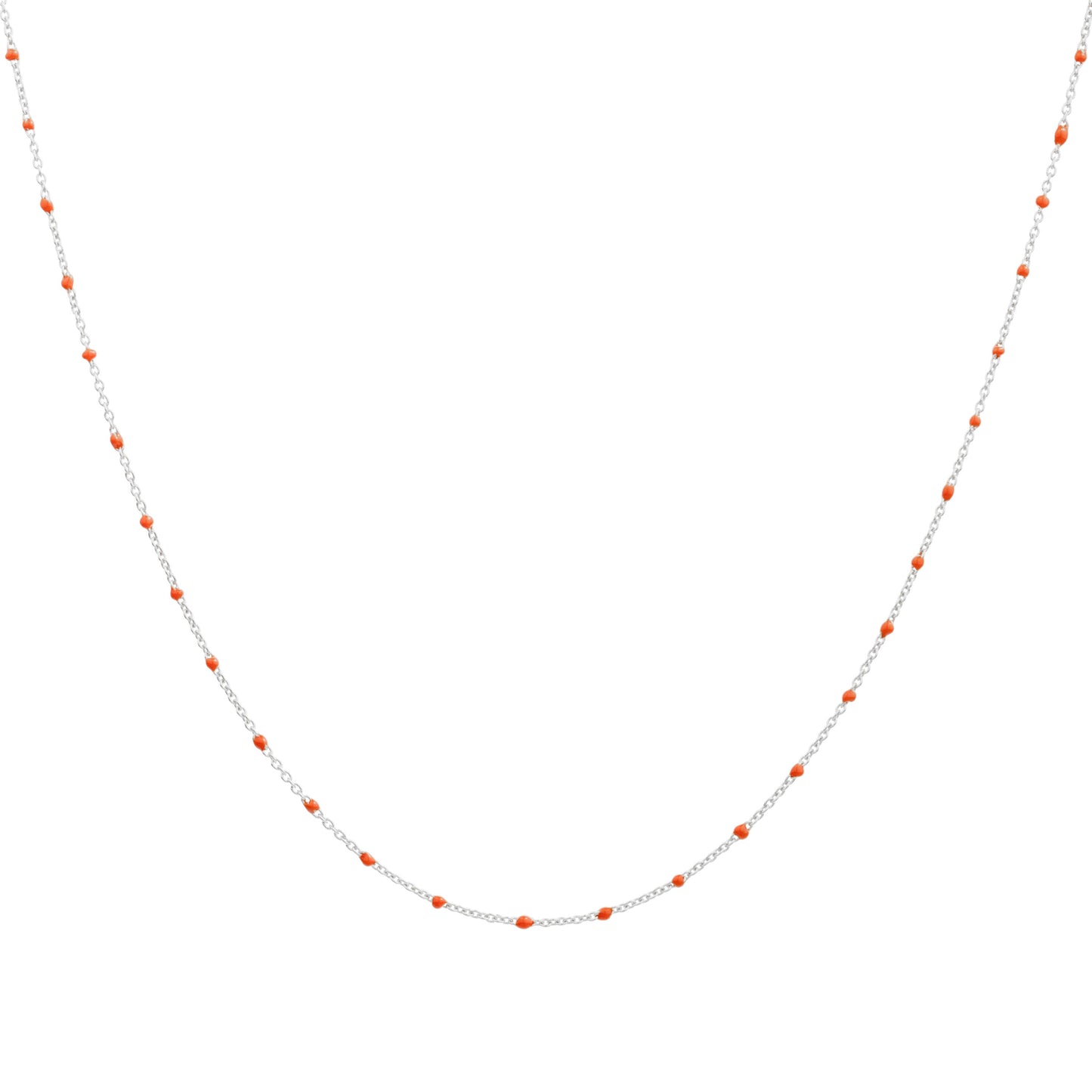 Fine Sterling Silver & Orange Enamel Confetti Chain Necklace - 16 Inches