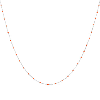Fine Sterling Silver & Orange Enamel Confetti Chain Necklace - 16 Inches
