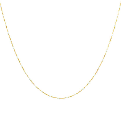 Fine Gold Plated Sterling Silver & White Enamel Confetti Chain Necklace - 16 Inches