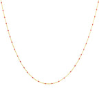 Fine Gold Plated Sterling Silver & Red Enamel Confetti Chain Necklace - 16 Inches