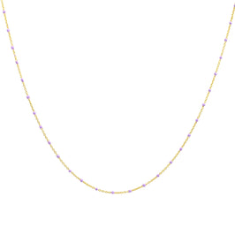 Fine Gold Plated Sterling Silver & Purple Enamel Confetti Chain Necklace - 16 Inches