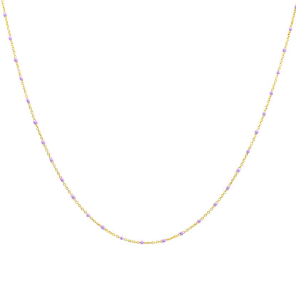 Fine Gold Plated Sterling Silver & Purple Enamel Confetti Chain Necklace - 16 Inches