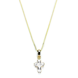 9ct Gold CZ Crystal Cross Pendant