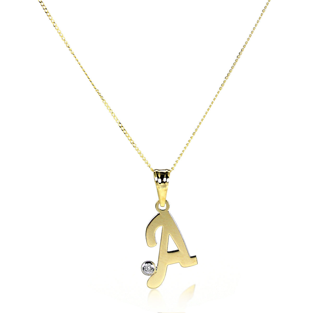 Light 9ct Gold Letter Pendant with CZ Crystal