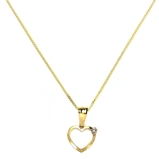 9ct Gold Light Open Heart with Diamond Pendant