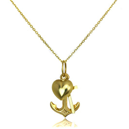 9ct Gold Hope Charity & Faith Pendant on 16 - 20 Inch Chain